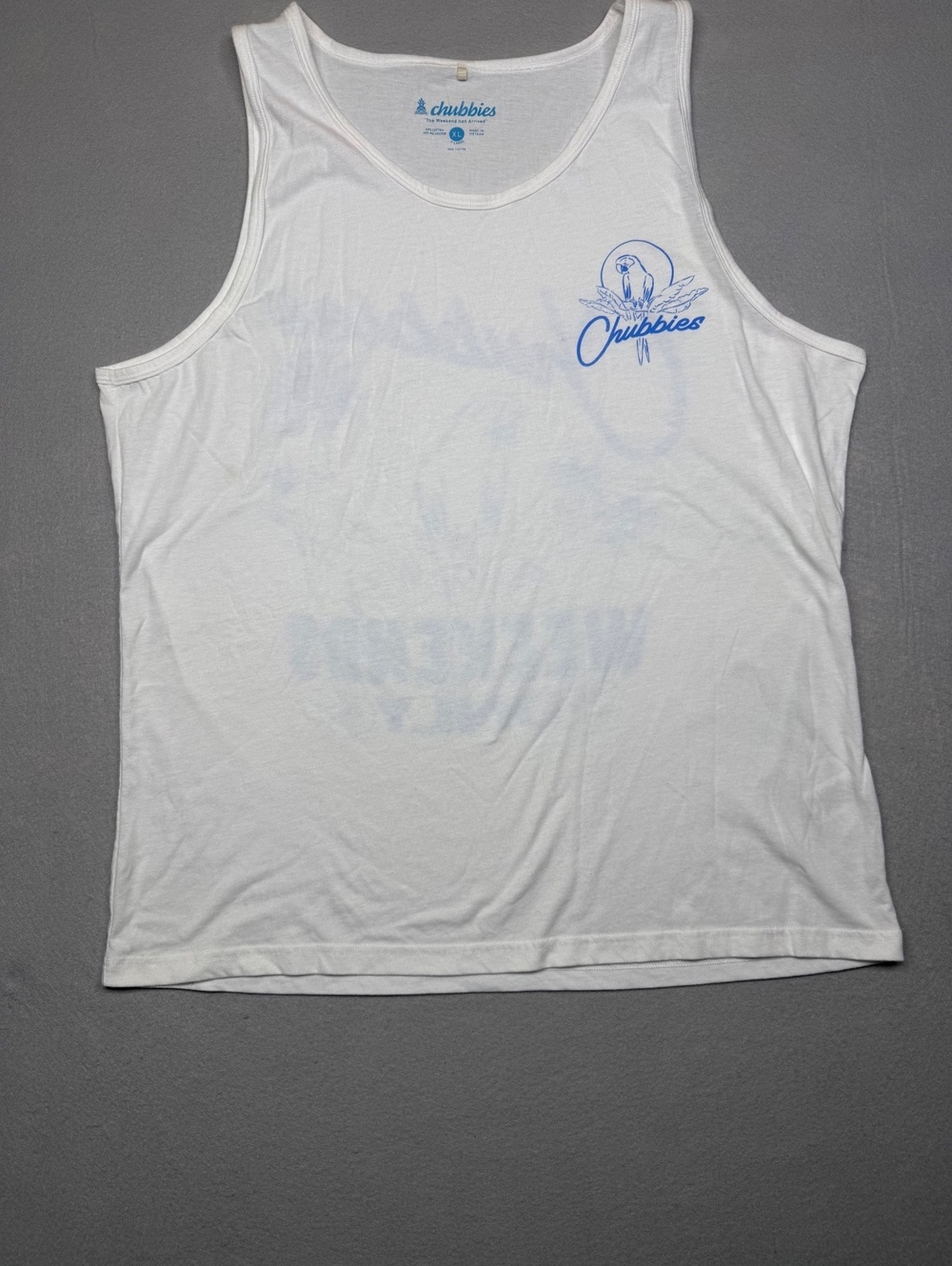 Chubbies Tank Top Men's XL White Weekend Style